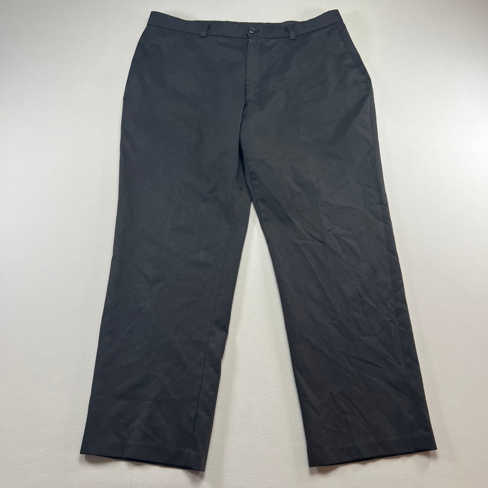 Haggar Gabardine Dress Pants Mens 38x30 Black Classic Fit Office Wear Business